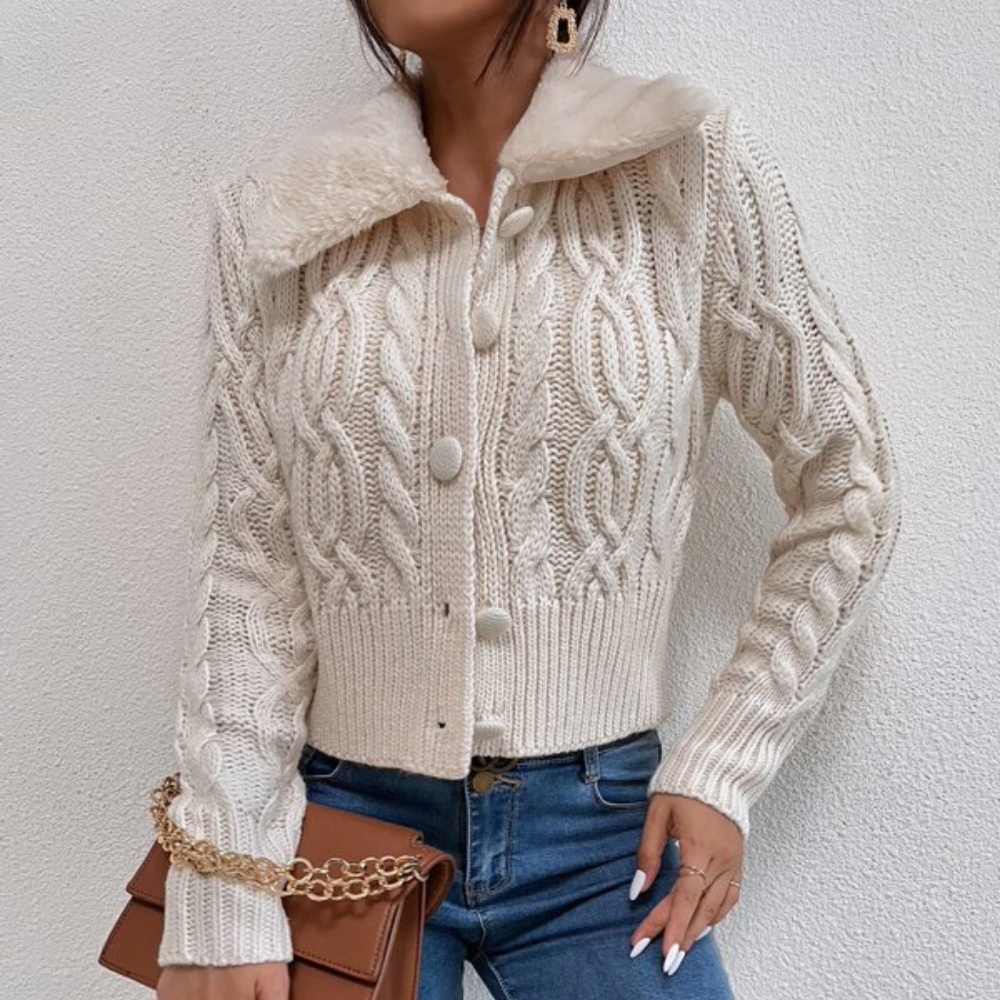 Cozy Chunky Knit Button up Teddy Cardigan - Picture 2 of 8